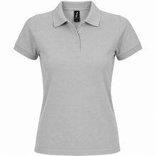 Load image into Gallery viewer, Personalized Womens' polo with custom name print in Gray