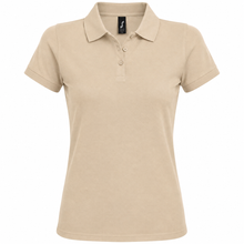 Load image into Gallery viewer, Personalized Womens' polo with custom name print in sand