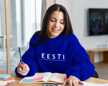 Load image into Gallery viewer, Royal blue sweatshirt with wavy logo