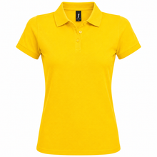 Load image into Gallery viewer, Personalized Womens' polo with custom name print in yellow