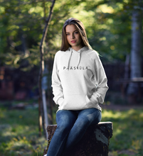 Load image into Gallery viewer, White hoodie with printed text