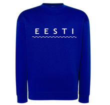 Load image into Gallery viewer, Royal blue sweatshirt with wavy logo