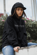Load image into Gallery viewer, Black hoodie with wavy logo