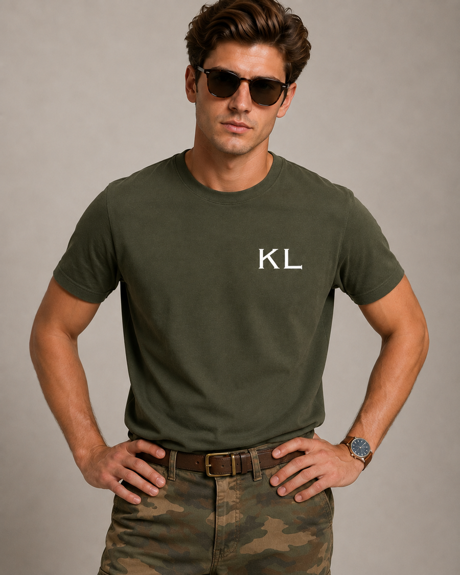 Army Green T-Shirt with Initials