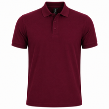 Load image into Gallery viewer, Personalized Mens' polo with custom name print in Burgundy red
