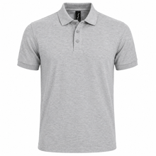 Load image into Gallery viewer, Personalized Mens' polo with custom name print in Gray Melange
