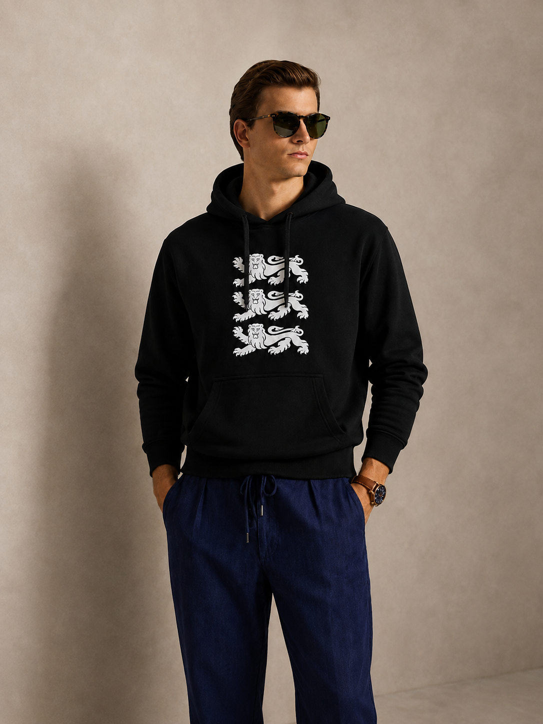 Black Hoodie – Three Lions