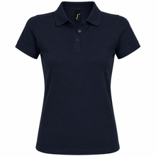 Load image into Gallery viewer, Personalized Womens' polo with custom name print in navy
