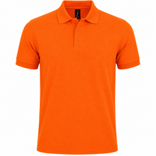 Load image into Gallery viewer, Personalized Mens' polo with custom name print in Orange
