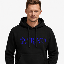 Load image into Gallery viewer, Personalized unisex black hoodie with custom monogram
