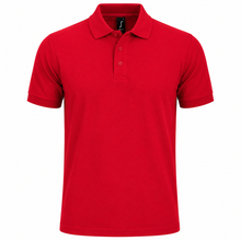 Load image into Gallery viewer, Personalized Mens' polo with custom name print in red
