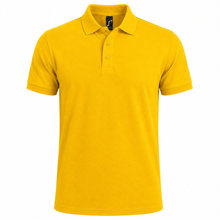 Load image into Gallery viewer, Personalized Mens' polo with custom name print in yellow
