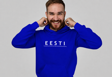 Load image into Gallery viewer, Royal blue hoodie with wavy logo
