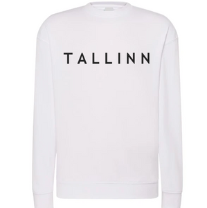 White sweatshirt with printed text