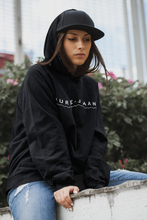 Load image into Gallery viewer, Black hoodie with wavy logo
